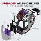 ARCCAPTAIN Auto Darkening Welding Helmet with Side View, 180° Panoramic View, 1/1/1/1 True Color Large Viewing Welding Hood with 4 Arc Sensor Solar Powered, Wide Shade 4/5-9/9-13 for TIG MIG ARC CUT