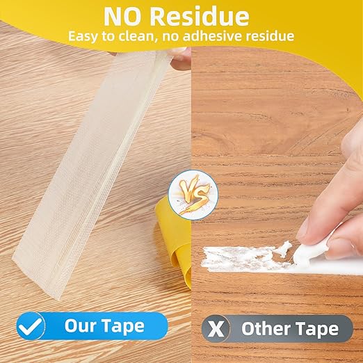 Heavy Duty Double Sided Mounting Tape, 3.2inx66FT, Clear Mesh Grip, Extra Strong Adhesive for Carpets, Wall Mounting, Picture Hanging and DIY Projects,Hand Tearable,Weatherproof