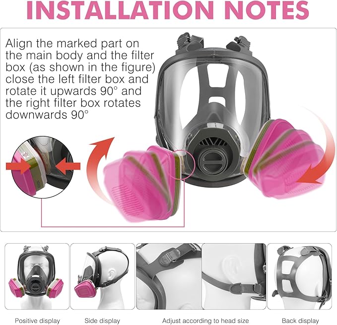 Reusable Half Face and Full Face Gas Mask with Activated Carbon Filter Against Organic Vapor/Dust/Chemical