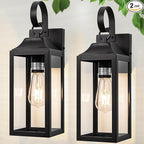 2 Pack Outdoor Light Fixtures Wall Mount, 15 Inch Black Exterior Wall Sconces Waterproof, Large Outside Lights for House, Modern Wall Lanterns Clear Glass