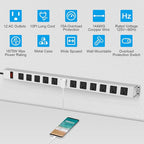 JUNNUJ Metal 12 Outlet Power Strip, Mountable Heavy Duty Power Strip, 1200J Surge Protector Wall Mount Screws Outlet with Switch, Gaming Desk Strips Wide Spaced 15A 125V 1875W, 10 FT 14AWG Power Cord