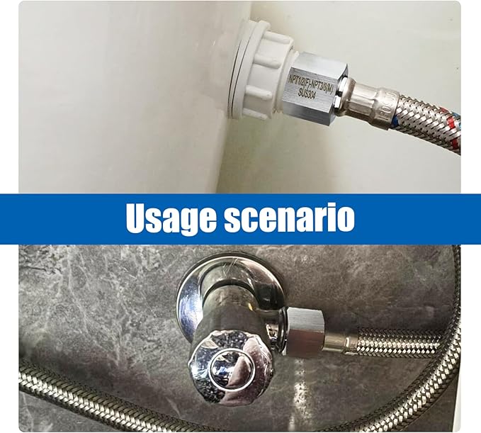 2 pieces Npt1/2 Female to Npt3/8 Male Reducer,Water pipe Adapter, Fabricate of 304 Stainless Steel