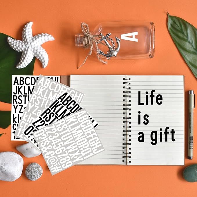 10 Sheets Vinyl Letter Number Stickers, Self-Adhesive Alphabet Stickers, Waterproof Mailbox Number Sticker Letters for Mailboxes,Door,Cars,Boats, Address Signs (White, 1.5 inch)