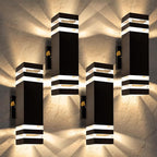 Modern Outdoor Wall Light with Dusk to Dawn Sensor, 2-Pack Brown Exterior Wall Sconces with E26 Bulbs Included, IP65 Waterproof Anti-Rust Aluminum Porch and Garage Light Fixtures