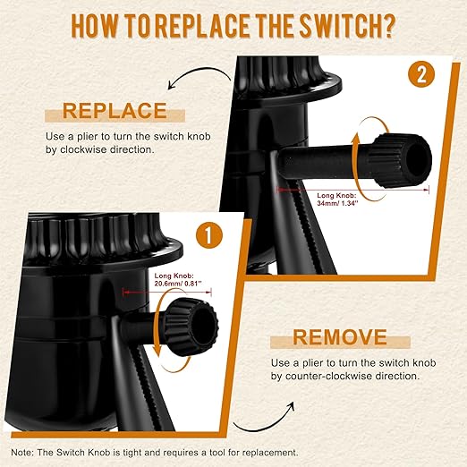 UL Listed E26 Light Socket Replacement,with 2 Lamp Shade Rings,2 ON/Off Turn Knob Types (Short/Long),Other Repair Parts. Fits Table Lamps, Floor Lamps and Light Fixtures,Black (2)
