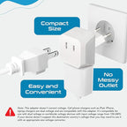Ceptics European Travel Plug Adapter Europe Power Adaptor Charger Dual Input - Ultra Compact - Light Weight - USA to any Type C Countries such as Italy, Iceland, Austria and More (CT-9C), white
