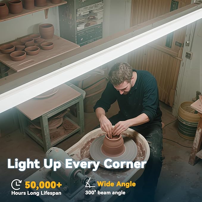 JESLED 24 Pack 4FT T8 LED Bulbs,18W 2400LM 5000K Led Tube Light,Plug and Play or Ballast Bypass,Hybrid Type A+B T10 T12 Fluorescent Bulbs Replacement,Single or Double End Powered,ETL