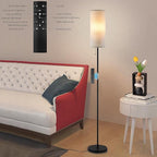 Floor Lamp for Living Room, Modern Standing Lamps with Lampshade, Minimalist Tall Lamp with Chain Switch for Living Room, LED Bulb Included (Beige Shade-Remote Bulb)