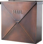 NACH Mailboxes for Outside Wall Mount, 10 x 10 x 4 inch Antique Copper Mail Boxes for House Outside, Waterproof Mailboxes for Outside - Chicago Style Mail Box