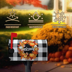 Fall Welcome Mailbox Covers Magnetic Large Size Autumn Pumpkin Buffalo Plaid Mailbox Cover Oversized Post Mailbox Wrap Outdoor Decor for Garden Yard 21x25.5 Inch