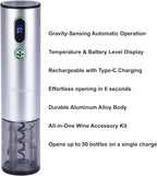 Electric Wine Opener with Wine Accessories -Rechargeable Wine Bottle Opener Set with Base, Wine Aerator, Foil Cutter and Wine Stoppers- Perfect Wine Gifts for Wine Lovers