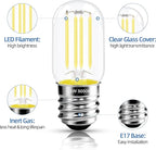 2.5 Inch E17 Intermediate Base LED Filament Bulb 360 Lumens, 5000K Daylight White Dimmable Appliance Bulb AC 120V, UL Listed T8 Microwave Light Bulbs Under Hood for Refrigerator Stove 6Pack