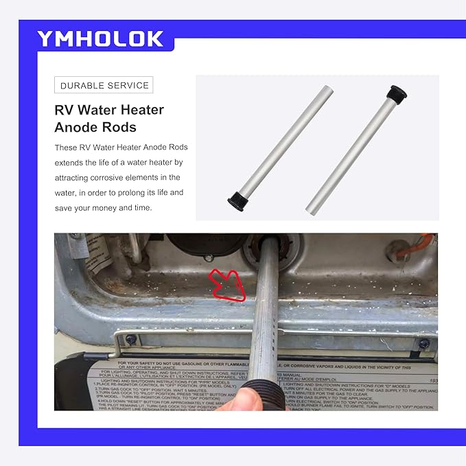 4PC RV Water Heater Anode Rods (9.25" x 3/4" NPT) Magnesium Anode Rod Fit for most of RV Water Heater,for Suburban Models, Suburban & Mor-Flo RV Water Heater parts