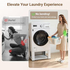 SKM Universal Washer & Dryer Pedestal for 27" & 28" Machines | Heavy-Duty Steel, 700LB Capacity | 15.7" Height, Anti-Slip & Shock-Absorbing, White