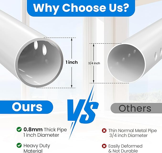 WooFog（Short）Security Bars for Sliding/Vertical Window, Adjustable Window Jammer Bars Security Inside,（Small）Window Guards for Home Security, 11" to 18" Anti Theft Window Safety Lock Bar -White 1 Pcs