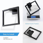 LANC Hand Towel Holder for Bathroom Wall Mount Matte Black Square Hand Towel Rings for Bathroom Hardware Accessories Kitchen Toilet SUS 304 Stainless Steel Shower Towel Hanger Racks, A8896MB