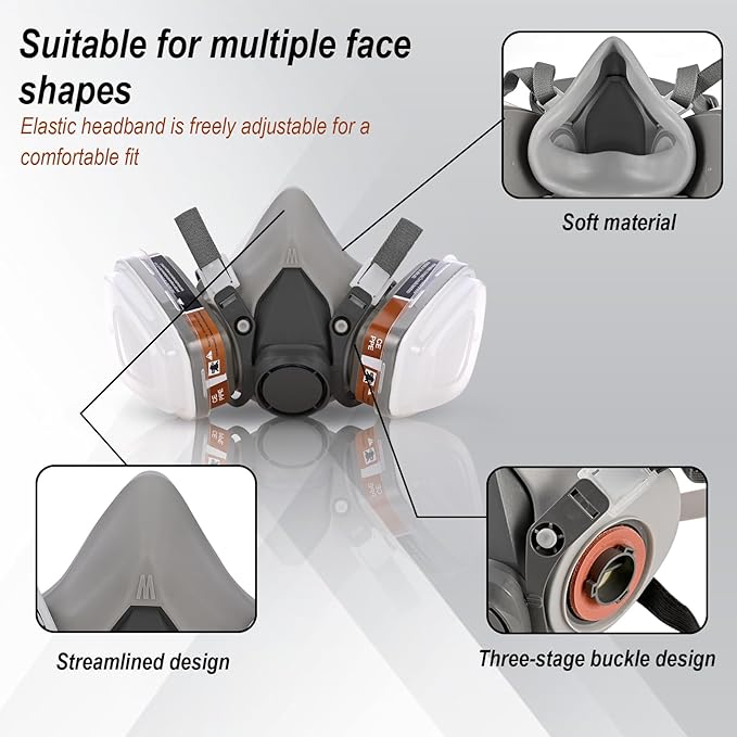 Half & Full Face Respirator Mask with Filters, Gas Masks for Construction Work, Paint, Dust, Spray, Welding, Sanding