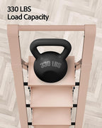 Taranta 4 Step Ladder, Lightweight Aluminum Step Stool with Convenient Handgrip, Folding Ladder with Anti-Slip Pedals, 330lbs Capacity Stepladder for Home, Office, Kitchen - Peach Pink