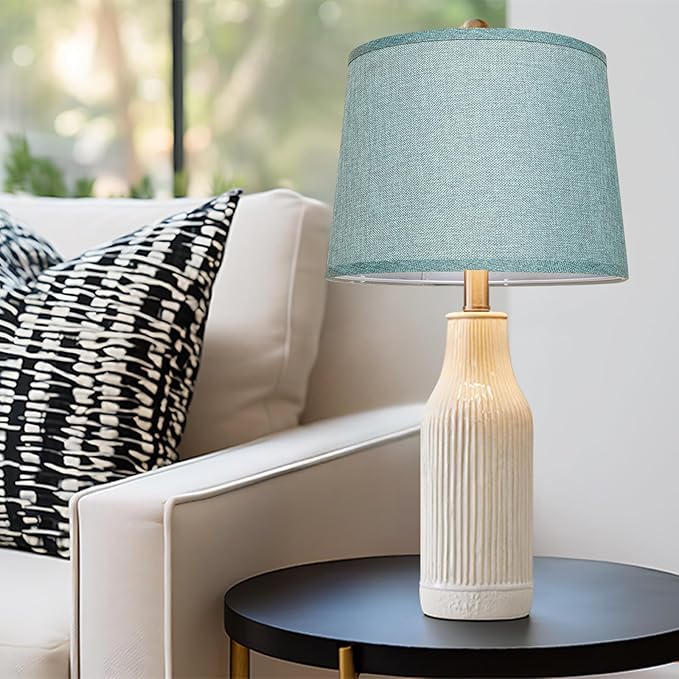 Lamp Shades Set of 2 - Drum Lampshades 11.4" x 12.9" x 9.8" Inches, Fabric Medium Replacement Lampshades for Table Lamp, Floor Lamp, Assembly Required, Spider,Linen