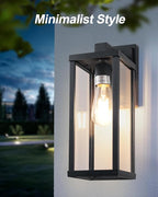 LITFIT Dusk to Dawn Outdoor Lighting, 14'' Matte Black Exterior Lighting Fixtures, Waterproof and Rustproof, Outside Wall Lantern for House, Garage, Porch & Patio, Blubs Not Included