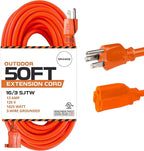 IRON FORGE CABLE 50 Ft Orange Extension Cord - 16/3 SJTW Heavy Duty Outdoor Extension Cable with 3 Prong Grounded Plug for Safety - Great for Garden & Major Appliances