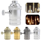 RTNLIT Nickel Lamp Socket, Vintage Edison E26/E27 Bulb Light Socket with On/Off Knob Switch(Silver)