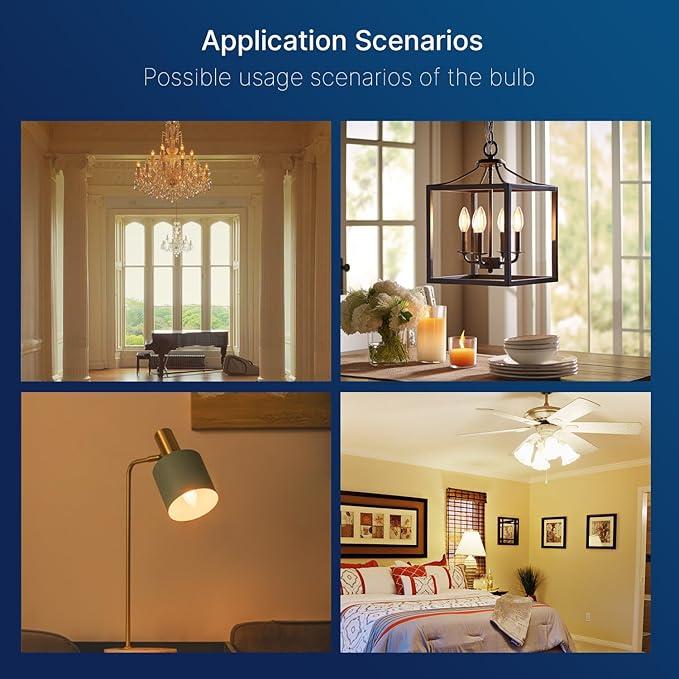 FLSNT B11 E26 Base LED Candelabra Light Bulbs 60W Equivalent, Dimmable, LED Candle Light Bulbs, 2700K Soft White, 12 Pack UL,CA65 Listed.