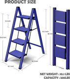 Taranta 4 Step Ladder,Aluminum Lightweight Folding 4 Step Stool with Anti-Slip Wide Pedal,330lbs Capacity Step Ladder for Household,Kitchen,Office - Blue
