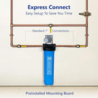 Express Water Whole House Water Filter, 1 Stage Home Water Filtration System, Carbon Filter, Includes Pressure Gauges, Easy Release, and 1 Inch Connections.