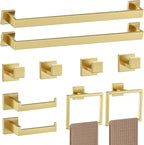 Brushed Gold Towel Bar Set Towel Holder Set,10-Piece Gold Bathroom Hardware Accessories Set,Stainless Steel Towel Rack Set for Bathroom Wall-Mounted,23.6-Inch