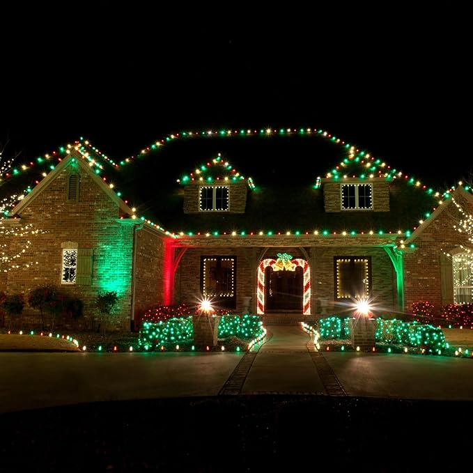 Meconard C9 Led Replacement Christmas Light Bulbs, C9 Shatterproof Led Bulbs for Christmas Indoor Outdoor String Lights, E17 Intermediate Base, Commercial Grade Holiday Bulbs, Green, 25Pack