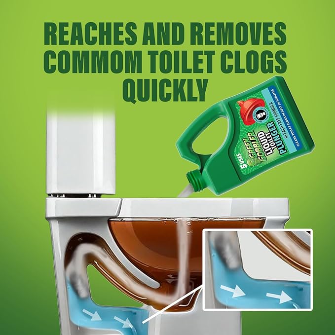 Green Gobbler Liquid Toilet Plunger | Clog Remover | Safe for Toilets and Septic | No Plunger Needed | 5 Uses