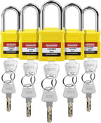 Lockout Tagout Locks - 5 Pack Yellow Loto Locks, Keyed Alike Padlock OSHA Compliant Lock Out Tag Out Lock, Safety Padlocks for Electrical Lockout Tag Out Kits