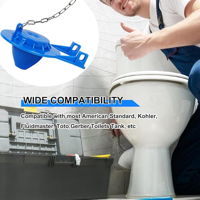 Toilet Flapper Replacement Kit 2 Inch Universal Toilet Tank Flusher Parts Inside Stopper Valve Flappe High Performance Rubber Seal Flapper Compatible for American Standard with Chain