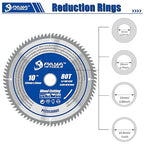 10-Inch 80-Tooth Circular Saw Blade,TCT ATB Framing Blade,30mm Bore (16, 20,25 and 25.4mm Reduction Rings Included) for Table Saws