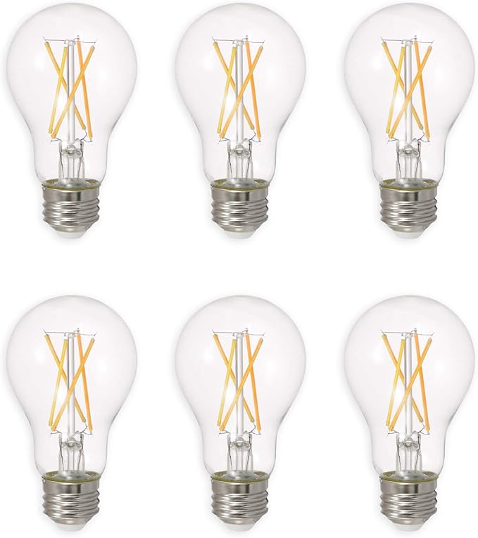 SYLVANIA LED TruWave Natural Series Light Bulb, 60W Equivalent, Efficient 8W A19, Medium Base, Dimmable, 800 Lumens, 2700K, Soft White, Clear - 6 Count (Pack of 1) (40806)