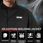 QeeLink Welding Jacket - Premium Flame Resistant (FR) Cotton Welding Clothes - Light Weight Welder Coat for Men & Women