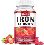 Iron Gummies Supplement for Women & Men, Kids Iron Supplements for Anemia with Vitamin C, B12, Folate - Blood Builder & Energy Support for Iron Deficiency - Sugar Free Strawberry Flavor, 60 Gummies
