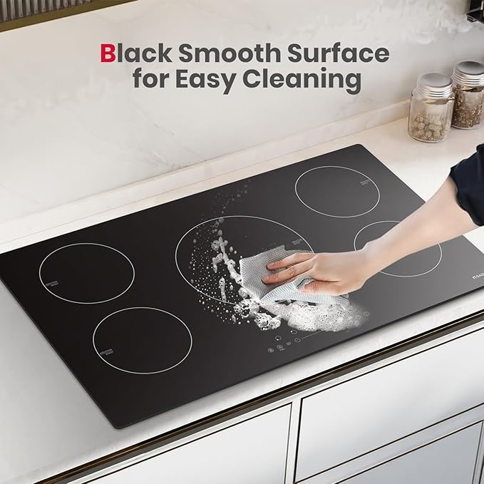 GASLAND 36 Inch Induction Cooktop 5 Burners, 7400W Built-in Induction Stovetop with Booster and Timer, 220-240V Electric Hob, 9 Power Levels, Senor Touch Control, Child Safety Lock, Hard Wire