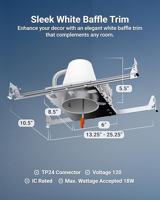 Sunco 100 Pack 4 Inch Can Lights Housing New Construction, Recessed Can Housing for Ceiling, Hard Wired, TP24 Connector, 120-277V, Air Tight Steel, IC Rated, Easy Install UL