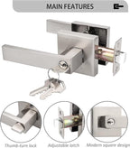 Probrico 5 Pack Interior Bedroom Entrance Door Lever Doorknobs Door Lock One Keyway Entry Keyed Alike Same Key Entrance Lockset in Satin Nickel Each with 3 Keys