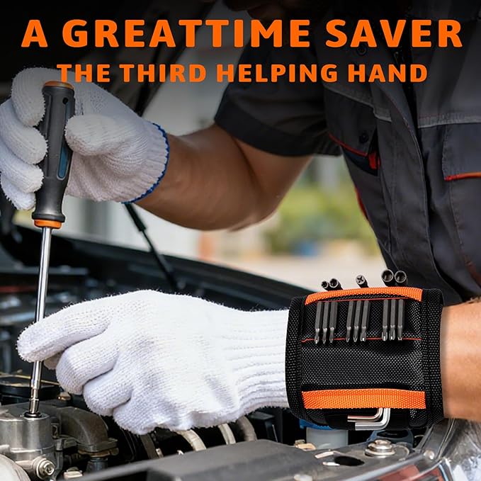 Magnetic Wristband for Tools Gifts, Tools Belt with 15 Powerful Magnets for Holding Screws Nail, Cool Gadgets Gifts for Men, Dad, Husband, Birthday and Christmas, Perfect Stocking Stuffers