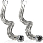 2-Pack GUOFIS Corrugated Flexible Stainless Steel Water Heater Connector,3/4" FIP x 3/4" FIP Hose for Water Heater/Water Softener(24-Inch)(HOSE040)