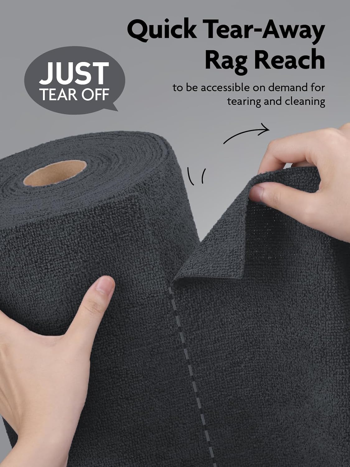 Fantasticlean Microfiber Cleaning Cloth Roll -30 Pack, Tear Away Microfiber Towels, 12" x 12", Reusable, Washable, Scratch Free, Ultra Absorbent for Car, Home Supplies (DimGray)