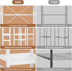 Homykic Bamboo Closet System Clothes Rack, Large Freestanding Garment Rack Clothing Rack for Hanging Clothes with 7 Storage Shelves and 5 Rods, Open Wardrobe Organizer with 4 Hooks, White