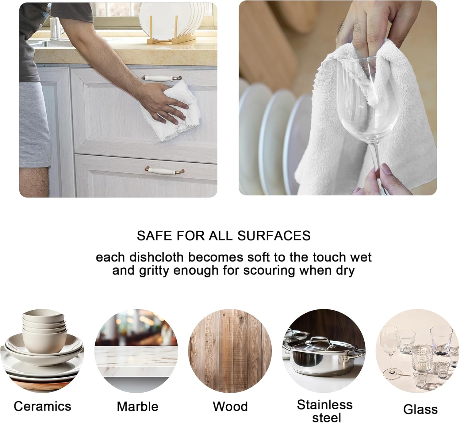 kimteny Kitchen Cloth Dish Towels, 13x28 Inches Premium Dishcloths, Super Absorbent Coral Velvet Microfiber Cleaning Cloths, Fast Drying Rags for Washing Dishes (13x28-8 Pack, White)