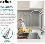 KRAUS Bolden Motion Sensor Single Handle Pull Down Touchless Kitchen Faucet in Spot-Free Stainless Steel, KSF-1616SFS