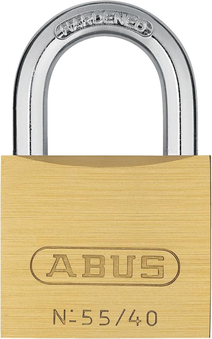 ABUS 55/40 Solid Brass Padlock with 2 Keys for School, Gym, Cabinet 1 1/2in (40mm) Wide, Keyed Alike (Keyed Different, 1)