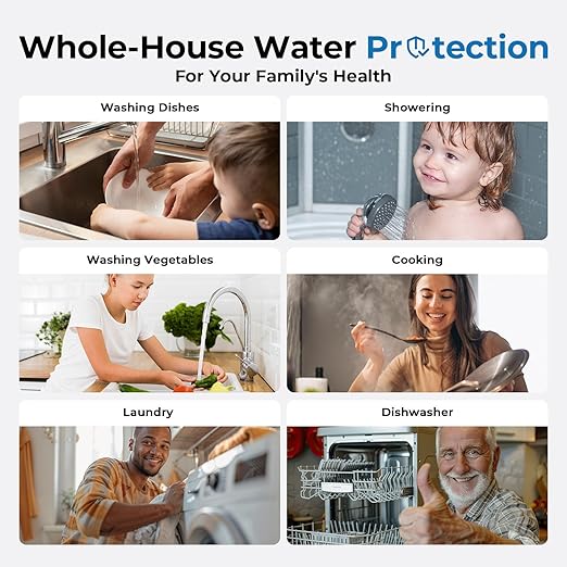 iSpring 3-Stage Whole House Water Filter System, Reduces Iron, Manganese, Hydrogen Sulfide, Heavy Metals, Chlorine, Sediments, 10” x 4.5” Filters, 1” Inlet/Outlet, Model: WGB31B-MKS