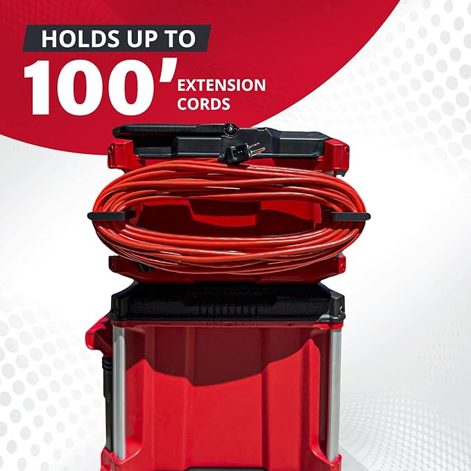 Packout Extension Cord Holder for Alpha Rail System Compatible with Milwaukee Packout Tool Box - Fits Packout Organizers - Perfect Packout Accessories Upgrade & Packout Mods Solution - Black